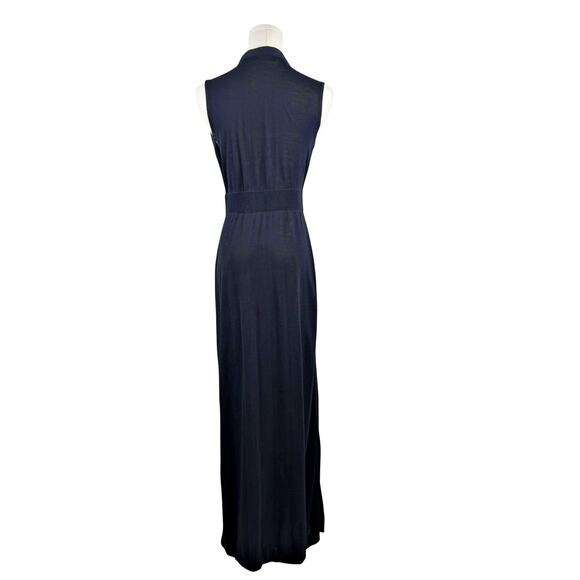 Peruvian Connection XS Adriatico Black Sleeveless V-Neck Pima Cotton Maxi Dress - Picture 4 of 9